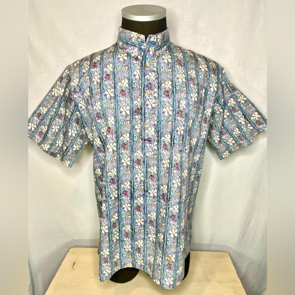 Kahala Hawaiian Shirt Blue Mens Xl Floral Hibiscus Pullover Pannel Design